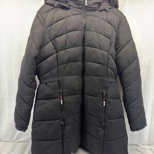 Guess Women's Black Puffer Jacket with Hood